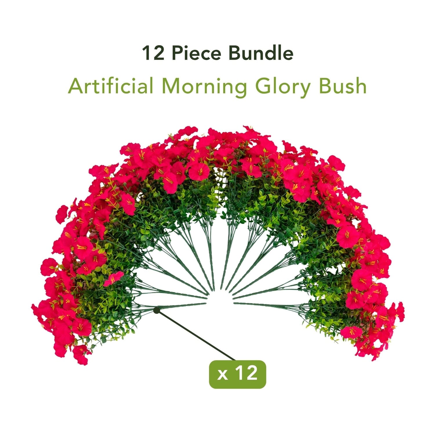 14" UV Resistant Artificial Morning Glory Bush (Indoor/Outdoor) - Set of 12