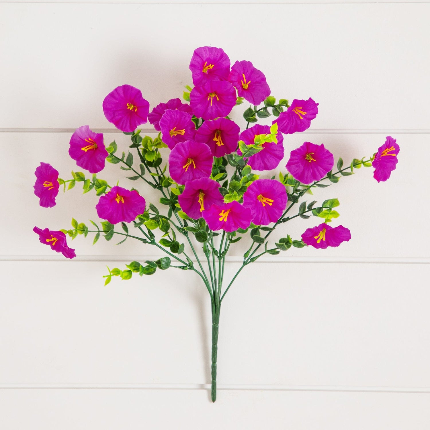 14" UV Resistant Artificial Morning Glory Bush (Indoor/Outdoor) - Set of 12