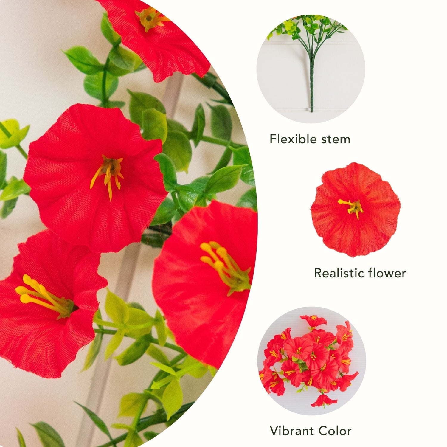 14" UV Resistant Artificial Morning Glory Bush (Indoor/Outdoor) - Set of 12