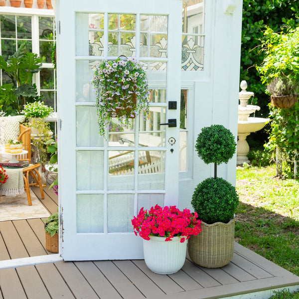 14" UV Resistant Artificial Morning Glory Bush (Indoor/Outdoor) - Set of 12