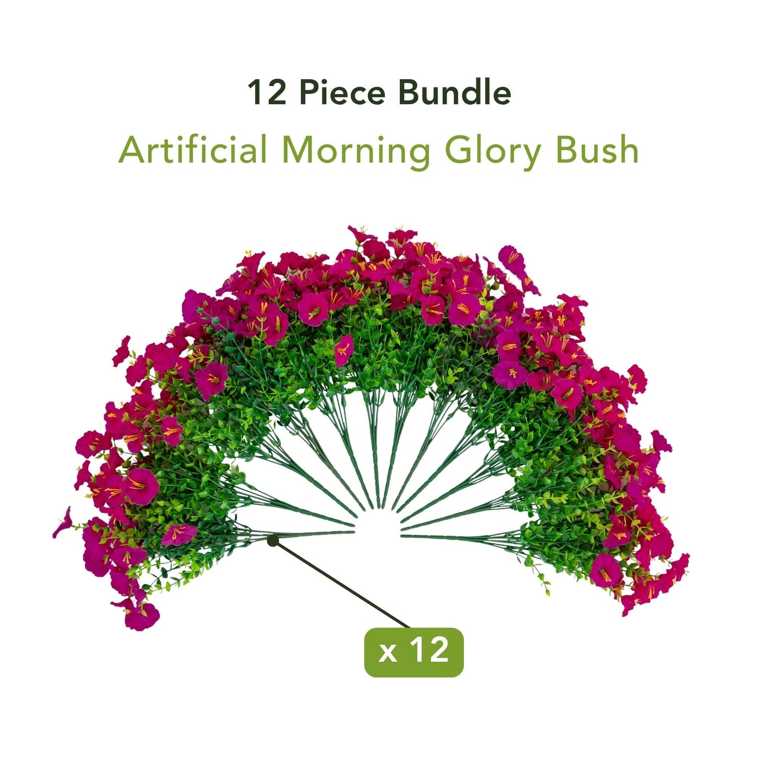 14" UV Resistant Artificial Morning Glory Bush (Indoor/Outdoor) - Set of 12