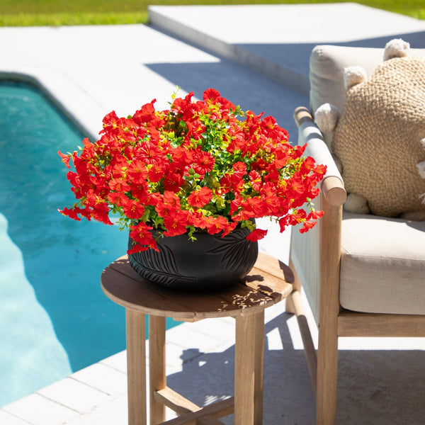 14" UV Resistant Artificial Morning Glory Bush (Indoor/Outdoor) - Set of 12