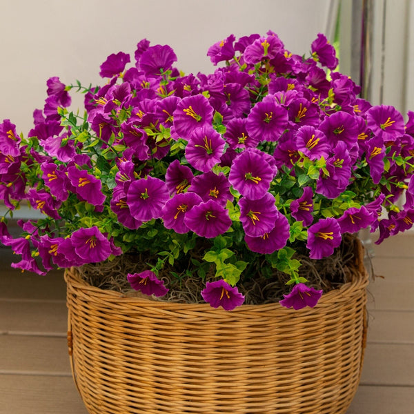 14" UV Resistant Artificial Morning Glory Bush (Indoor/Outdoor) - Set of 12