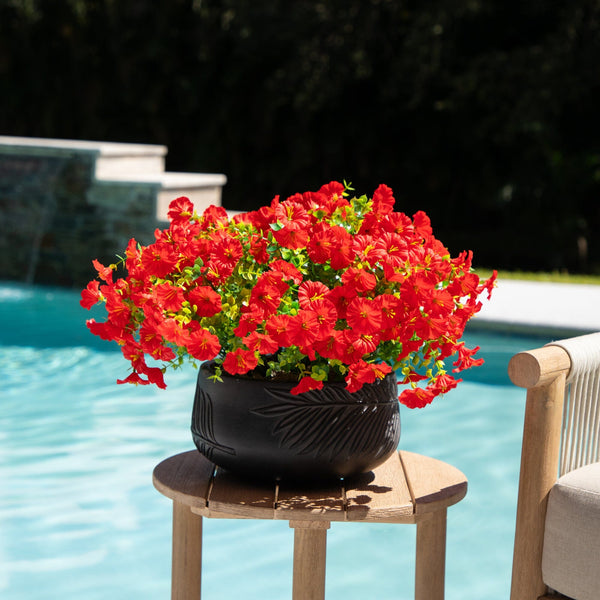 14" UV Resistant Artificial Morning Glory Bush (Indoor/Outdoor) - Set of 12