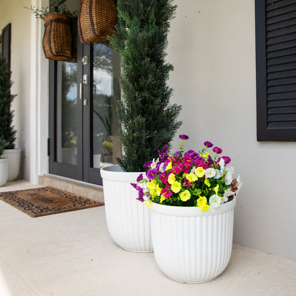 14" UV Resistant Artificial Morning Glory Bush (Indoor/Outdoor) - Set of 12