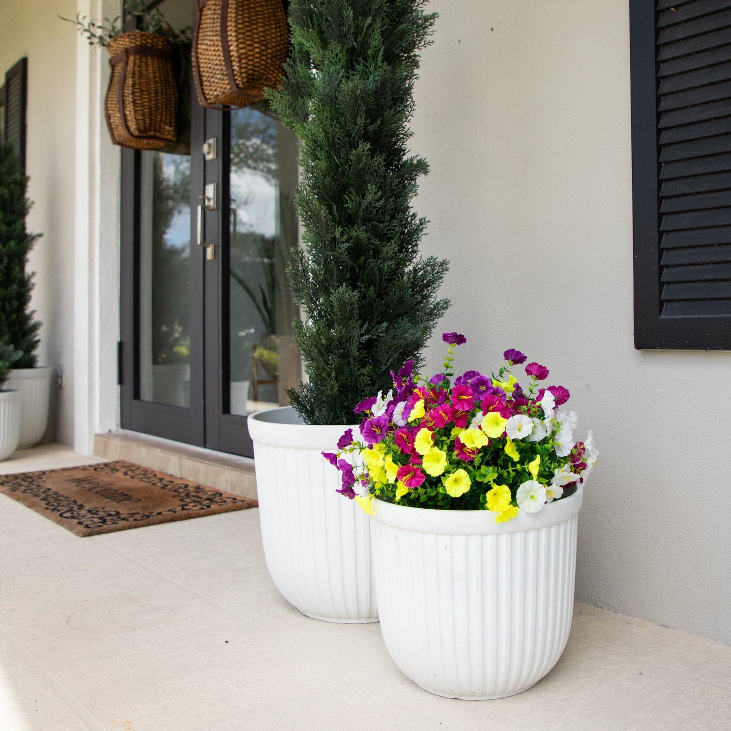 14" UV Resistant Artificial Morning Glory Bush (Indoor/Outdoor) - Set of 12