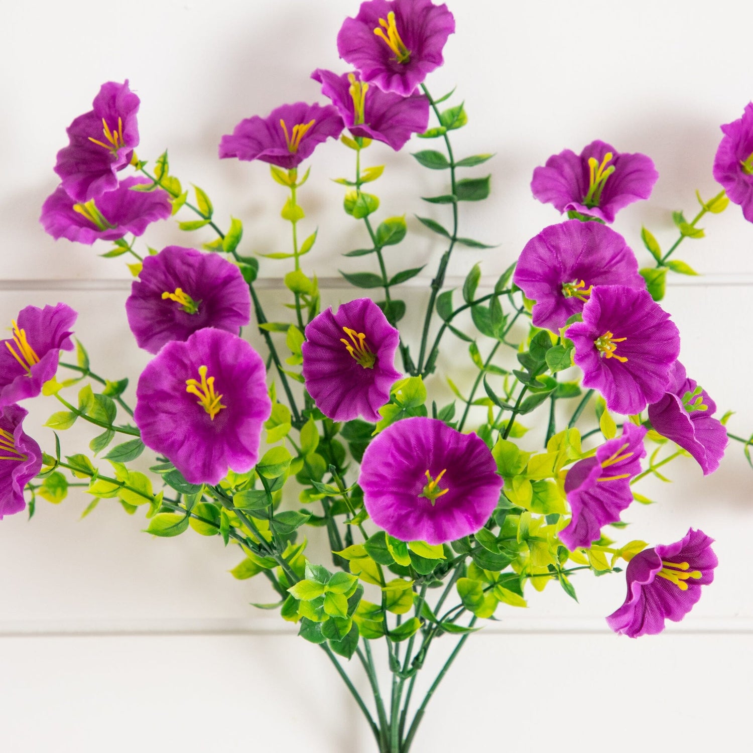 14" UV Resistant Artificial Morning Glory Bush (Indoor/Outdoor) - Set of 12