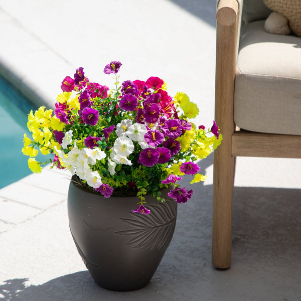 14" UV Resistant Artificial Morning Glory Bush (Indoor/Outdoor) - Set of 12