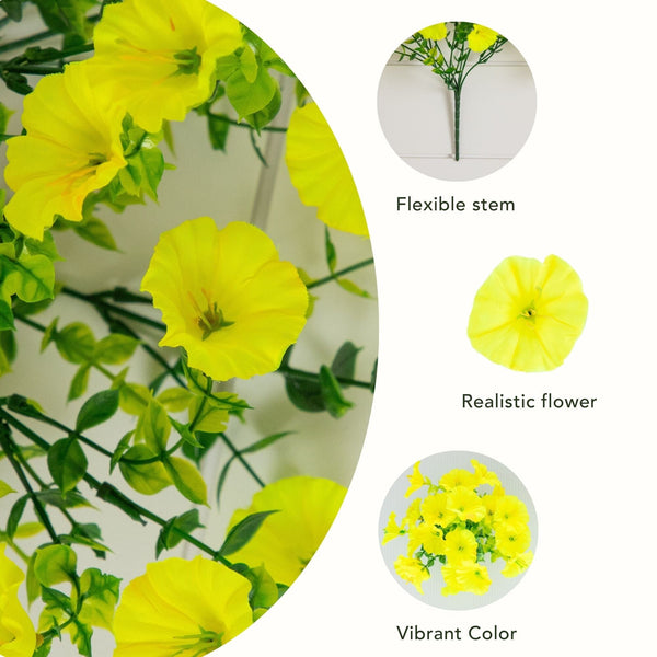 14" UV Resistant Artificial Morning Glory Bush (Indoor/Outdoor) - Set of 12