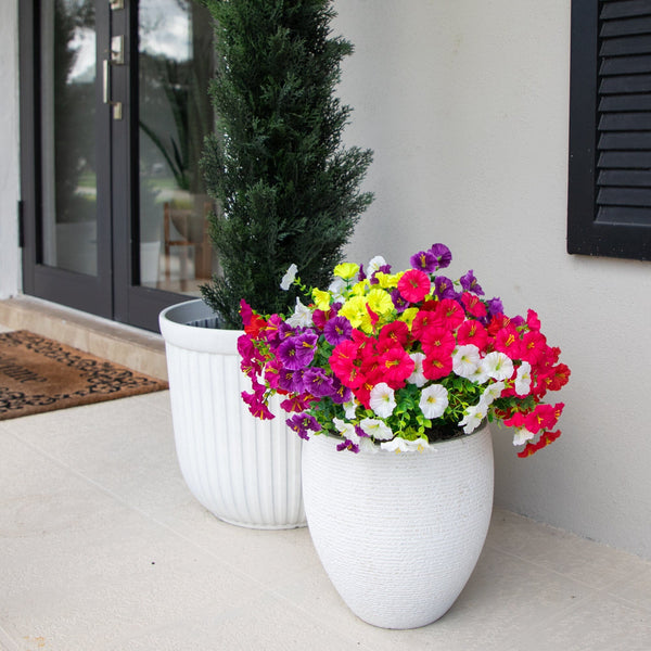 14" UV Resistant Artificial Morning Glory Bush (Indoor/Outdoor) - Set of 12