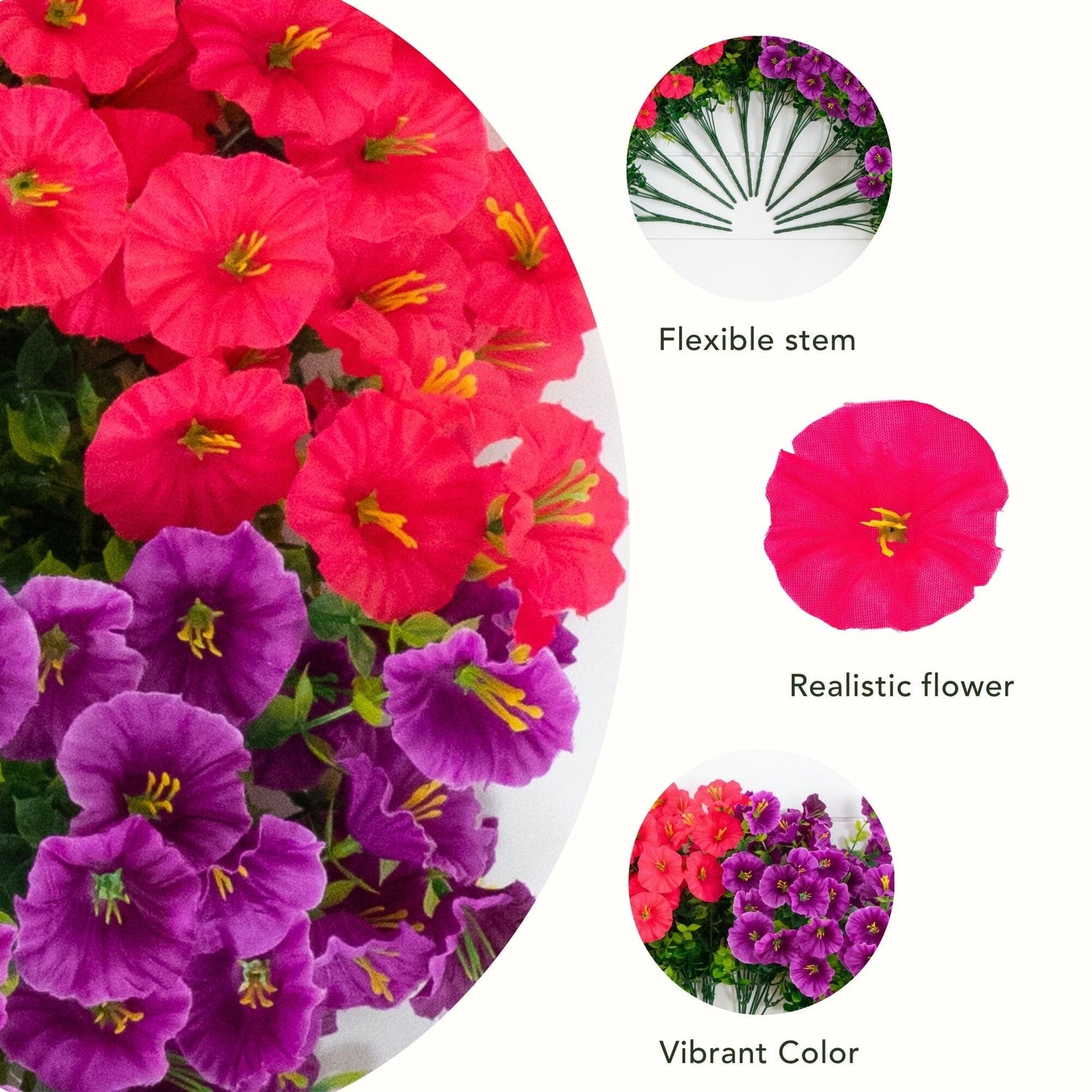 14" UV Resistant Artificial Morning Glory Bush (Indoor/Outdoor) - Set of 12