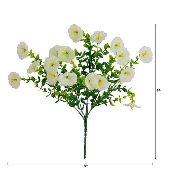 14" UV Resistant Artificial Morning Glory Bush (Indoor/Outdoor) - Set of 12