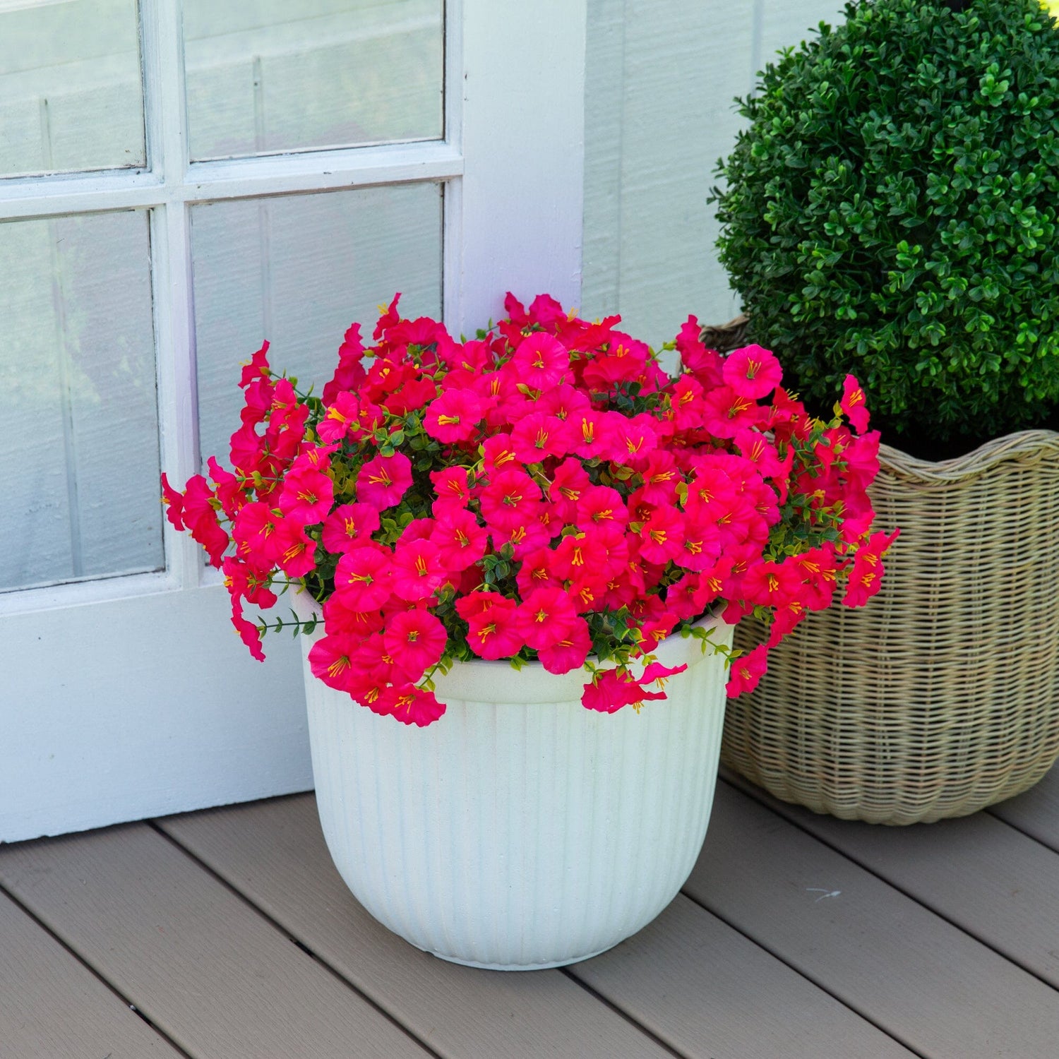 14" UV Resistant Artificial Morning Glory Bush (Indoor/Outdoor) - Set of 12