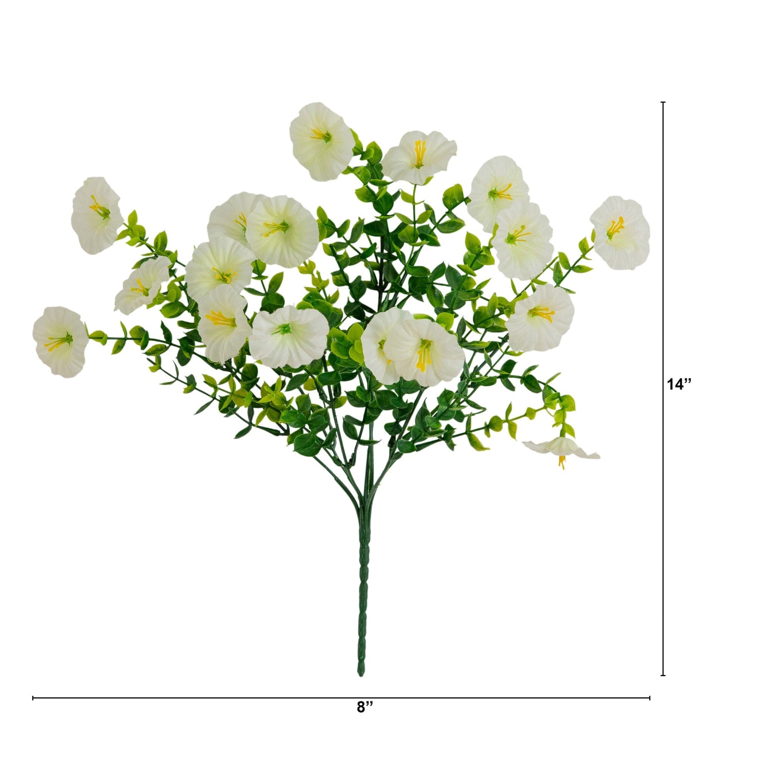 14" UV Resistant Artificial Morning Glory Bush (Indoor/Outdoor) - Set of 12