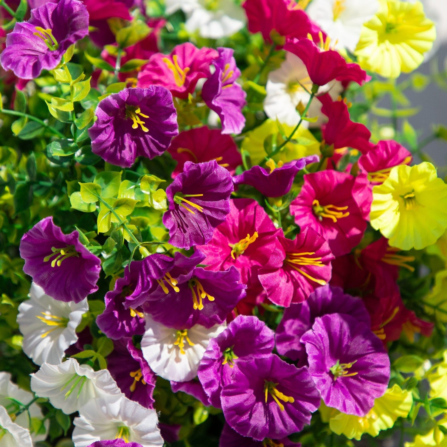 14" UV Resistant Artificial Morning Glory Bush (Indoor/Outdoor) - Set of 12