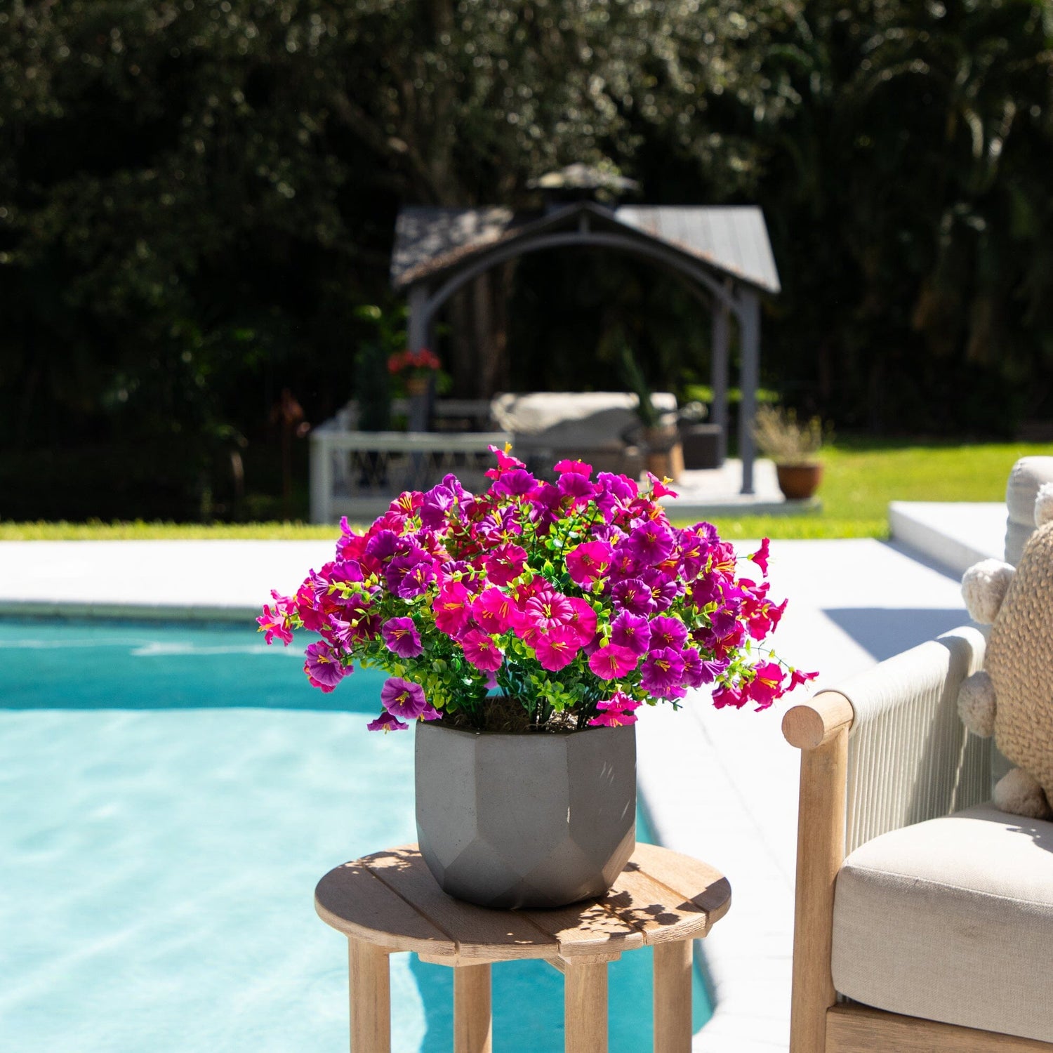 14" UV Resistant Artificial Morning Glory Bush (Indoor/Outdoor) - Set of 12