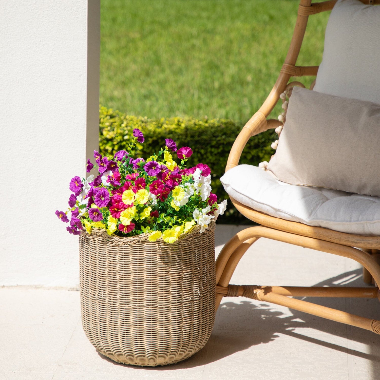 14" UV Resistant Artificial Morning Glory Bush (Indoor/Outdoor) - Set of 12