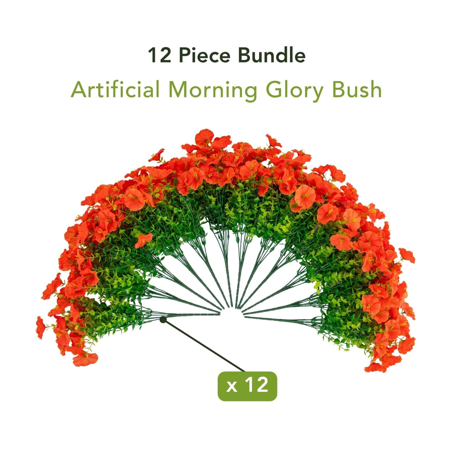 14" UV Resistant Artificial Morning Glory Bush (Indoor/Outdoor) - Set of 12