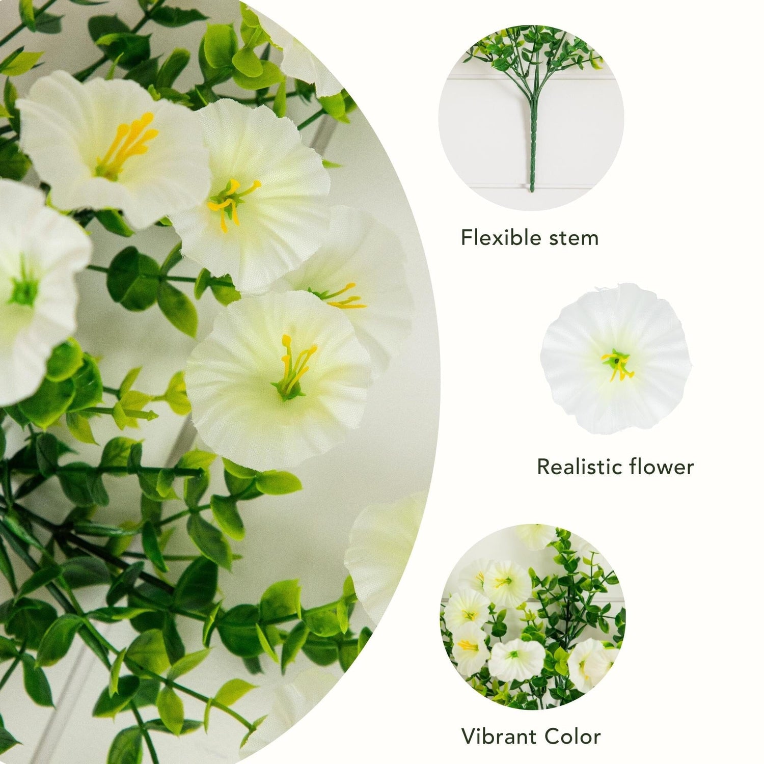 14" UV Resistant Artificial Morning Glory Bush (Indoor/Outdoor) - Set of 12