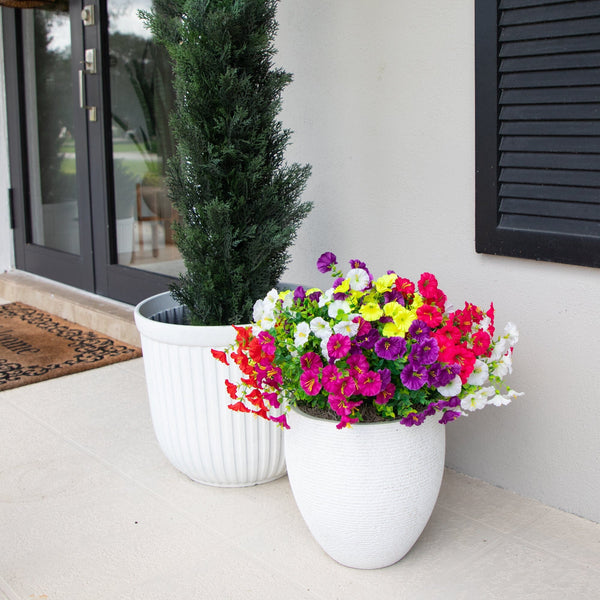 14" UV Resistant Artificial Morning Glory Bush (Indoor/Outdoor) - Set of 12