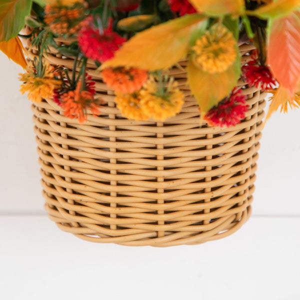 14” UV Resistant Autumn Artificial Mixed Fall Mum in Wicker Basket (Indoor/Outdoor)
