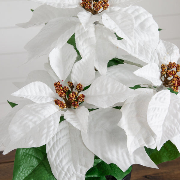 15" Artificial Poinsettia Plant - Set of 2