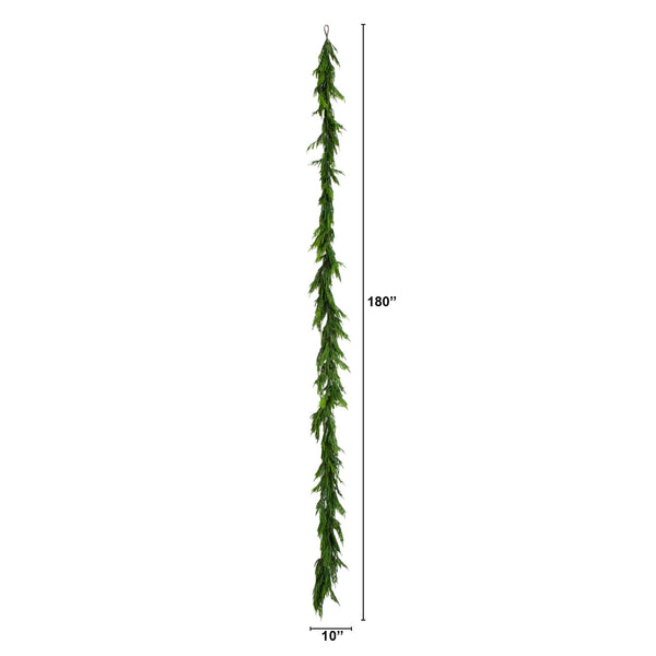 15' Artificial Real Touch Norfolk Island Pine Garland with Natural Look