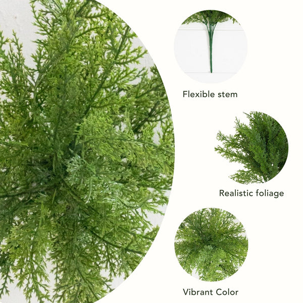 15” UV Resistant Artificial Cedar Bush (Indoor/Outdoor) - Set of 4