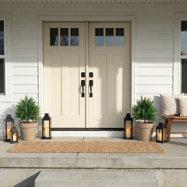 15” UV Resistant Artificial Cedar Bush with Integrated Ground Stake (Indoor/Outdoor) - Set of 2