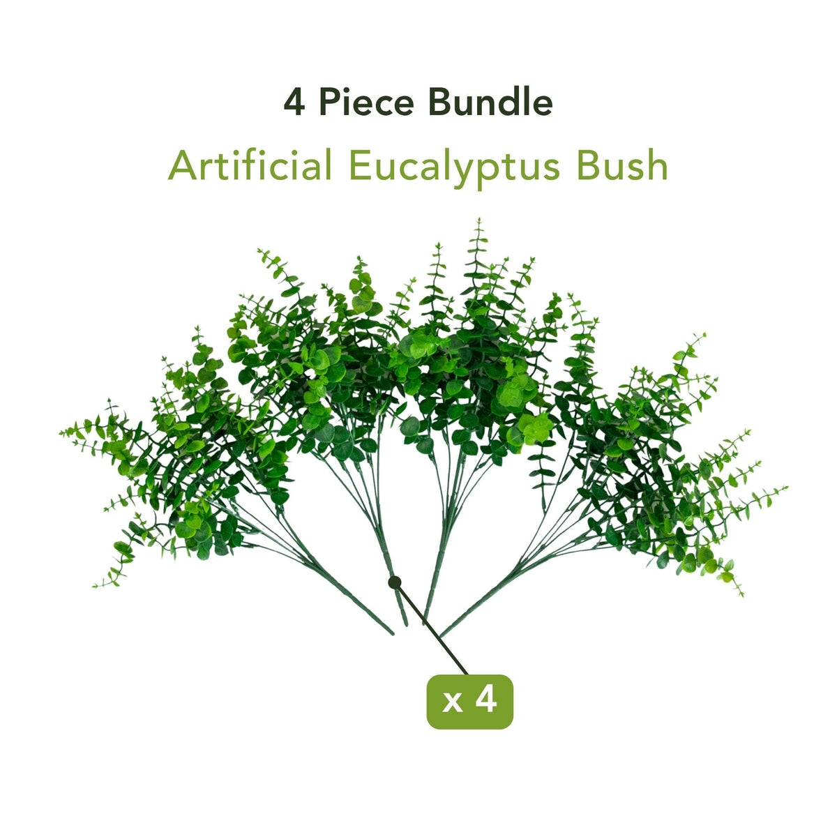15” UV Resistant Artificial Eucalyptus Bush (Indoor/Outdoor) - Set of 4