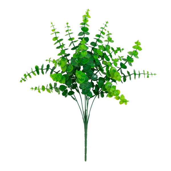 15” UV Resistant Artificial Eucalyptus Bush (Indoor/Outdoor) - Set of 4