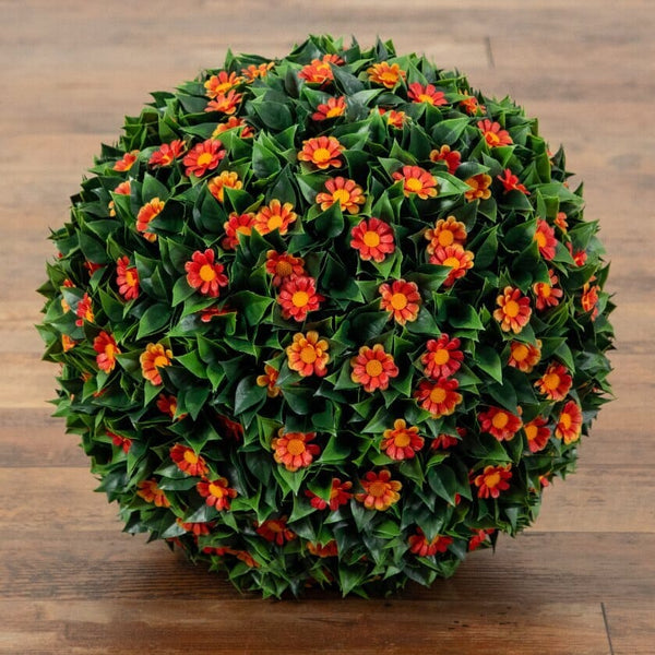 15” UV Resistant Artificial Flowering Daisy Boxwood Ball (Indoor/Outdoor)