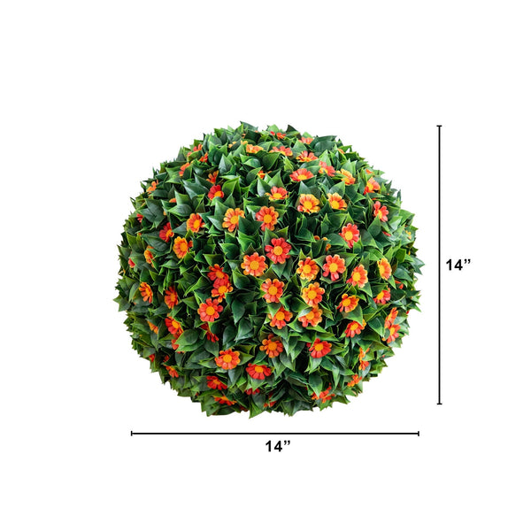 15” UV Resistant Artificial Flowering Daisy Boxwood Ball (Indoor/Outdoor)