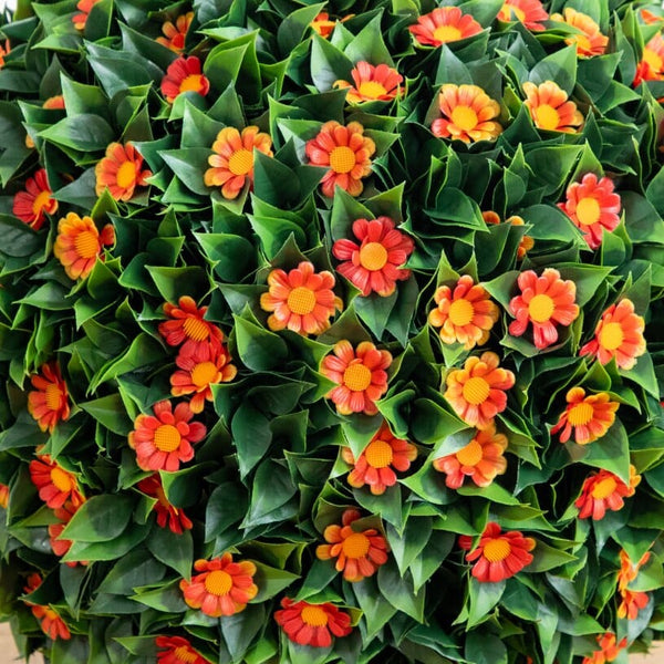 15” UV Resistant Artificial Flowering Daisy Boxwood Ball (Indoor/Outdoor)