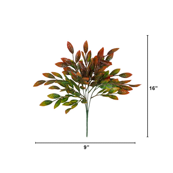 16” UV Artificial Bush Plant -Set of 6