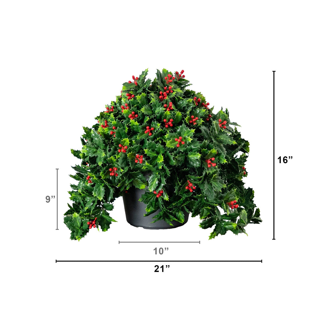 christmas berry plant indoor 16” UV Resistant Artificial Holly Berry Christmas Plant (Indoor/Outdoor) by Nearly Natural