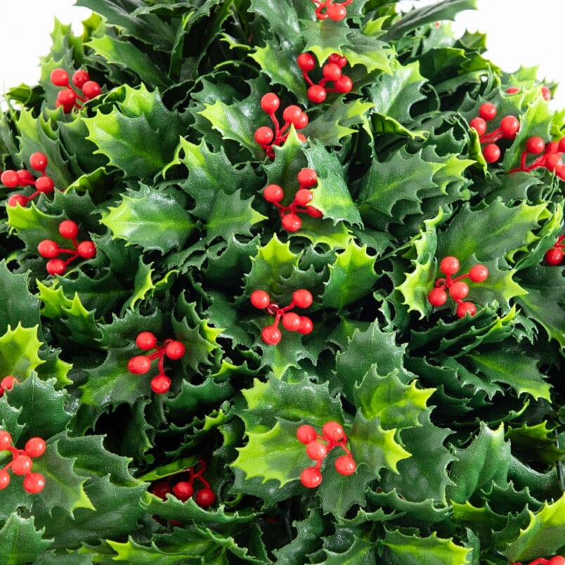 16” UV Resistant Artificial Holly Berry Christmas Plant (Indoor/Outdoor) by Nearly Natural