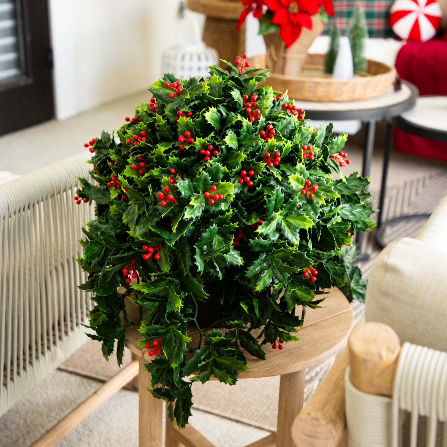 holly house plant 16” UV Resistant Artificial Holly Berry Christmas Plant (Indoor/Outdoor) by Nearly Natural