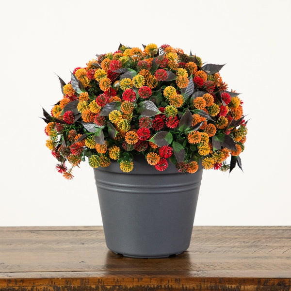 16” UV Resistant Autumn Artificial Mixed Fall Mum Plant in Pot (Indoor/Outdoor)