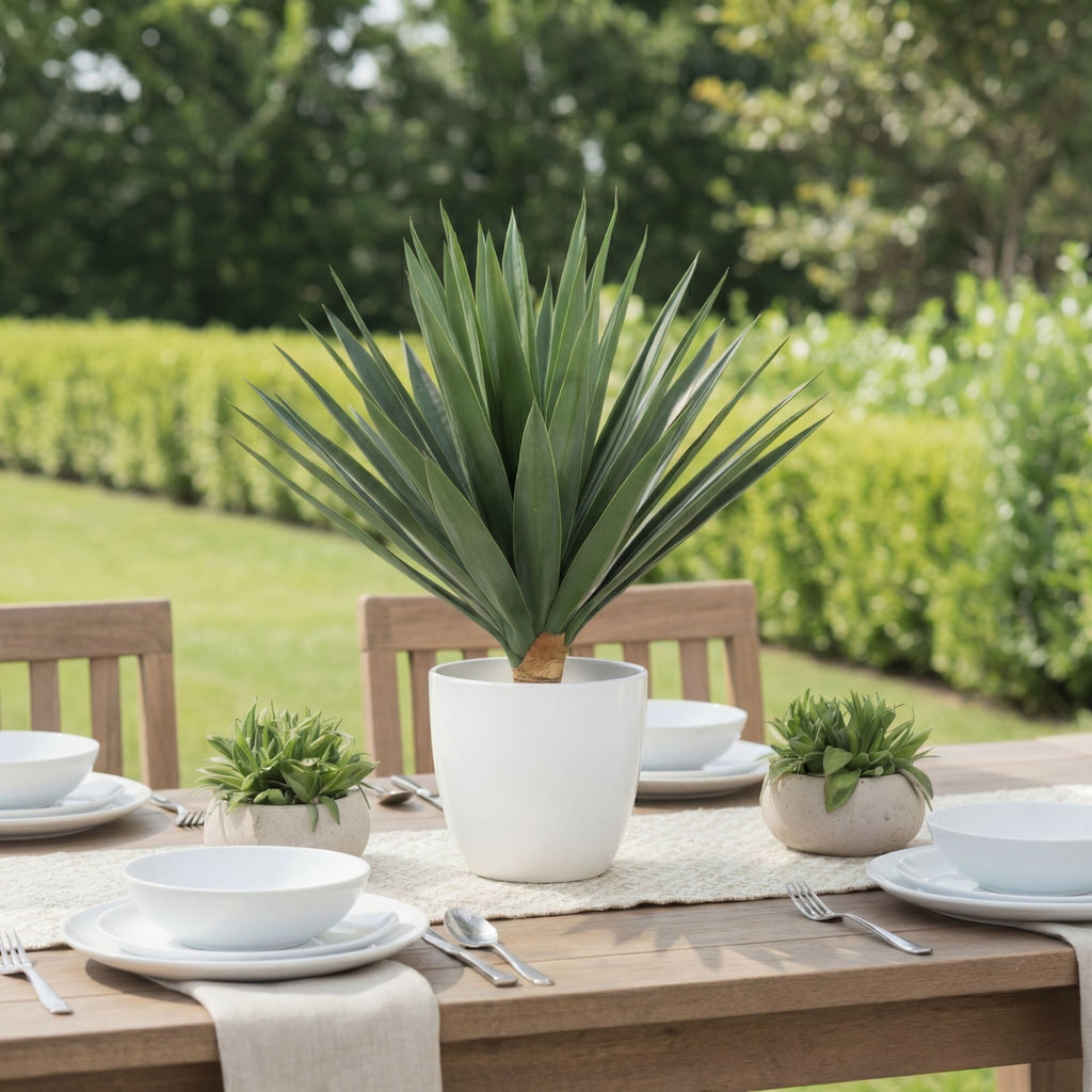 17” UV Resistant Artificial Agave Plant in White Planter (Indoor/Outdoor) by Nearly Natural