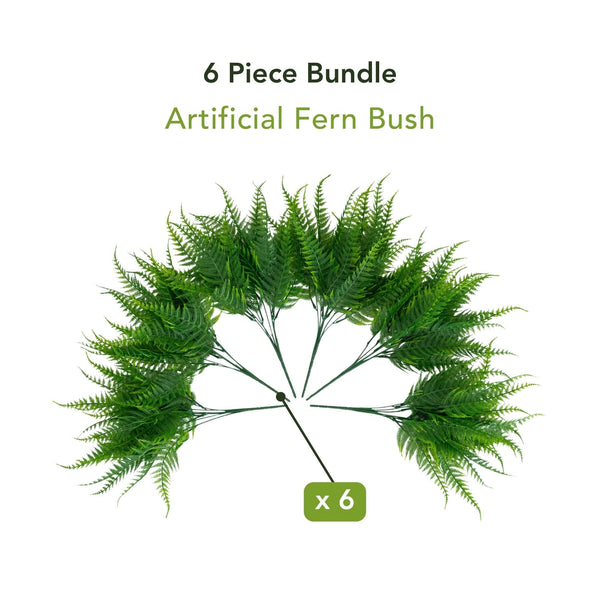 17” UV Resistant Artificial Fern Bush (Indoor/Outdoor) - Set of 6