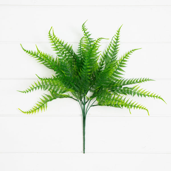 17” UV Resistant Artificial Fern Bush (Indoor/Outdoor) - Set of 6