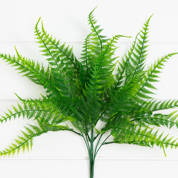 17” UV Resistant Artificial Fern Bush (Indoor/Outdoor) - Set of 6