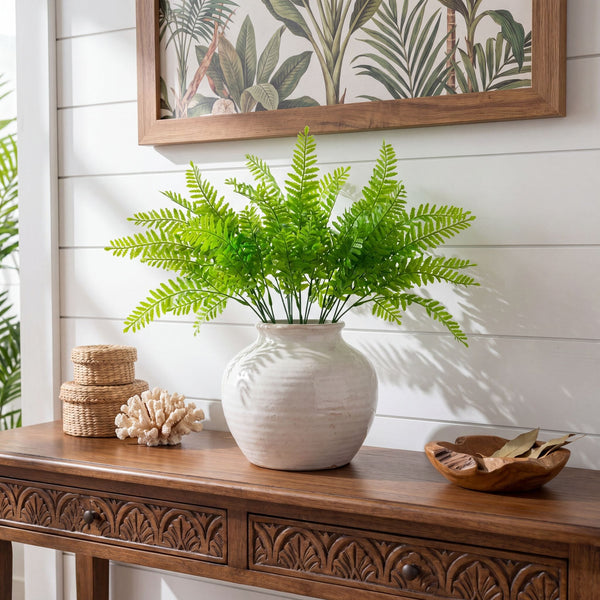 17” UV Resistant Artificial Vibrant Fern Bush (Indoor/Outdoor) - Set of 6