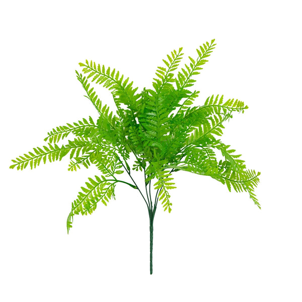 17” UV Resistant Artificial Vibrant Fern Bush (Indoor/Outdoor) - Set of 6