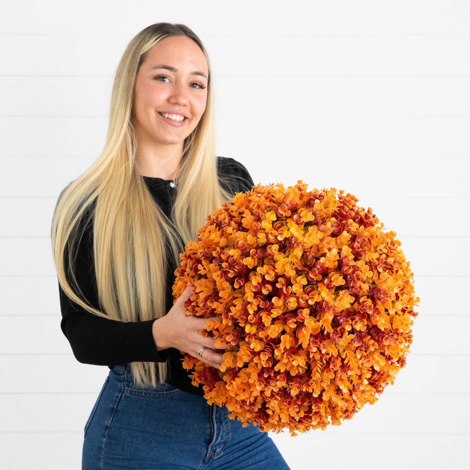 17” UV Resistant Autumn Artificial Eucalyptus Fall Ball (Indoor/Outdoor)