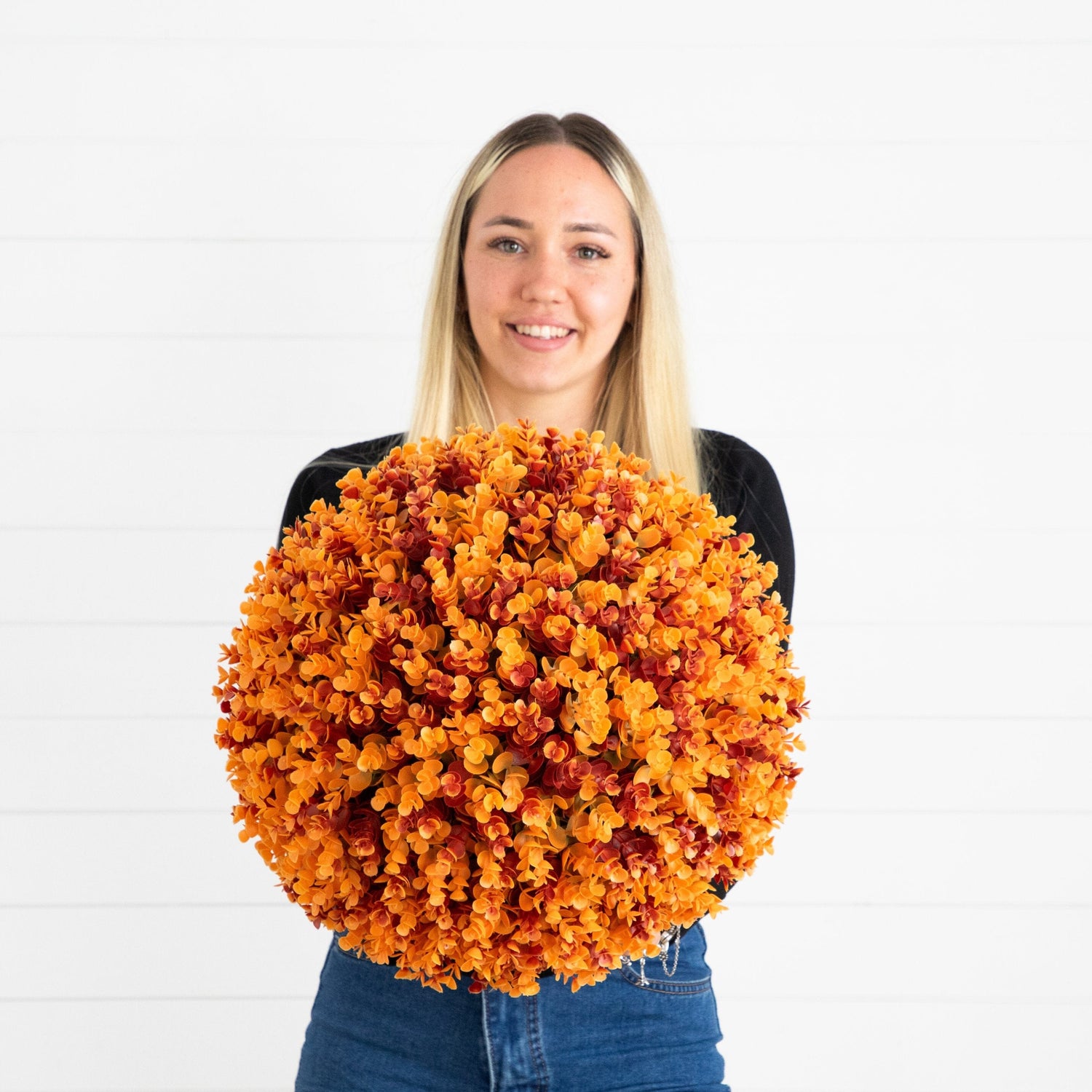 17” UV Resistant Autumn Artificial Eucalyptus Fall Ball (Indoor/Outdoor)