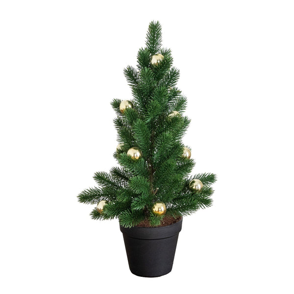 18” Artificial Christmas Tree with Gold Ornaments