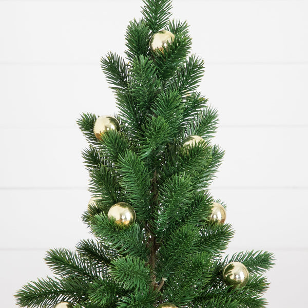 18” Artificial Christmas Tree with Gold Ornaments