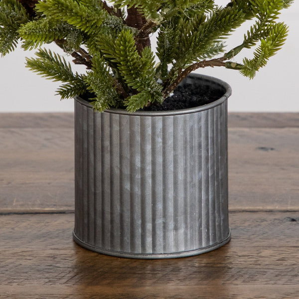 18” Artificial Christmas Tree with Pinecones in Metal Tin Planter